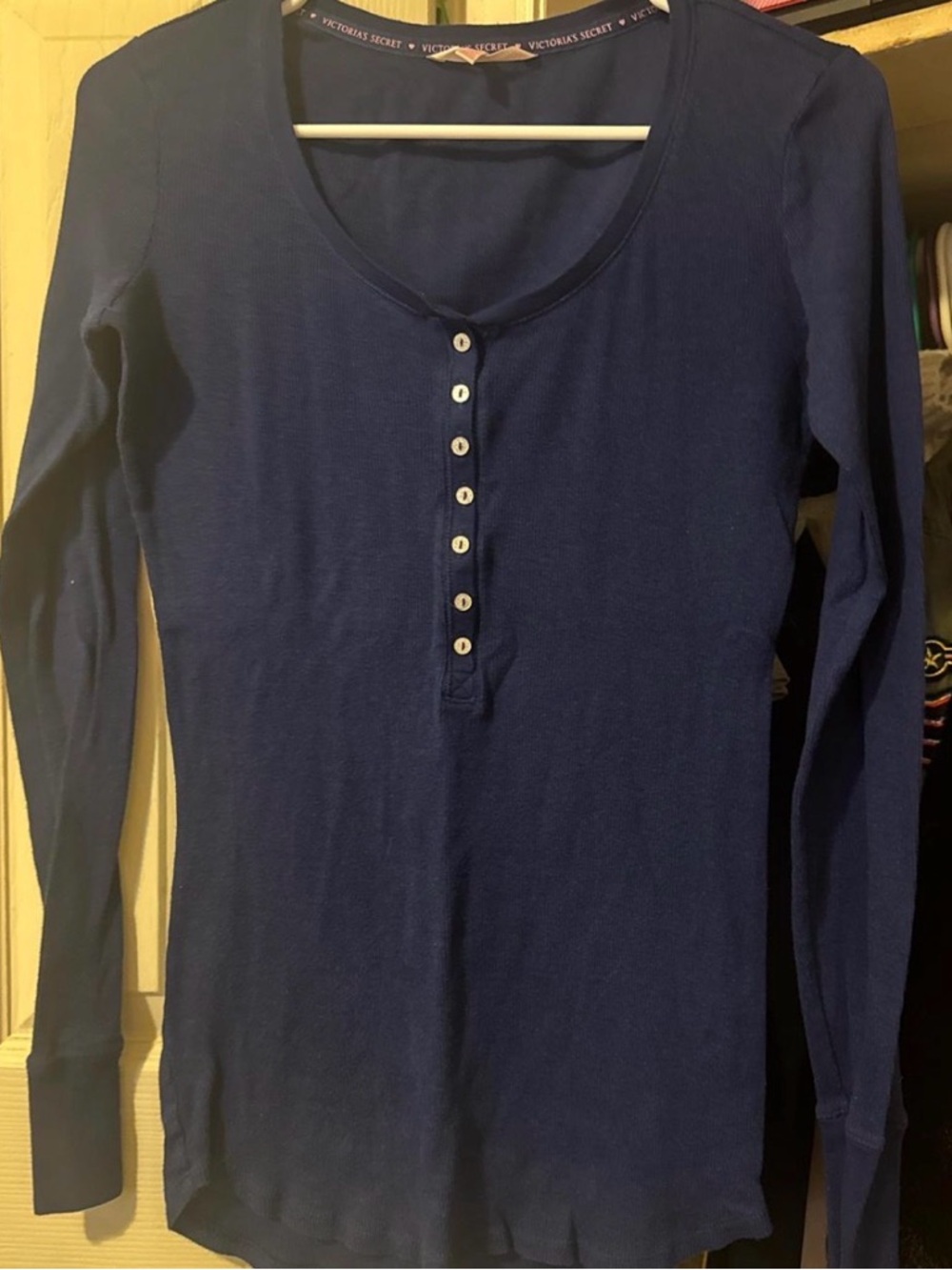 Victoria's Secret Royal Blue Long Sleeve Henley Top